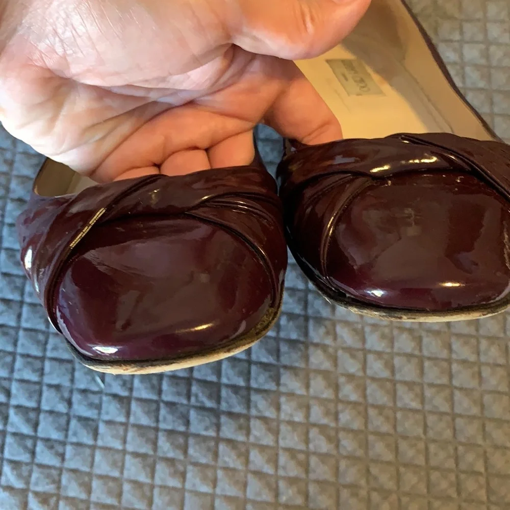 Jimmy Choo purple patent twist flats